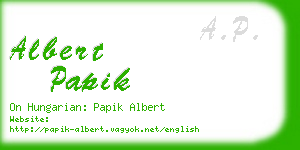 albert papik business card